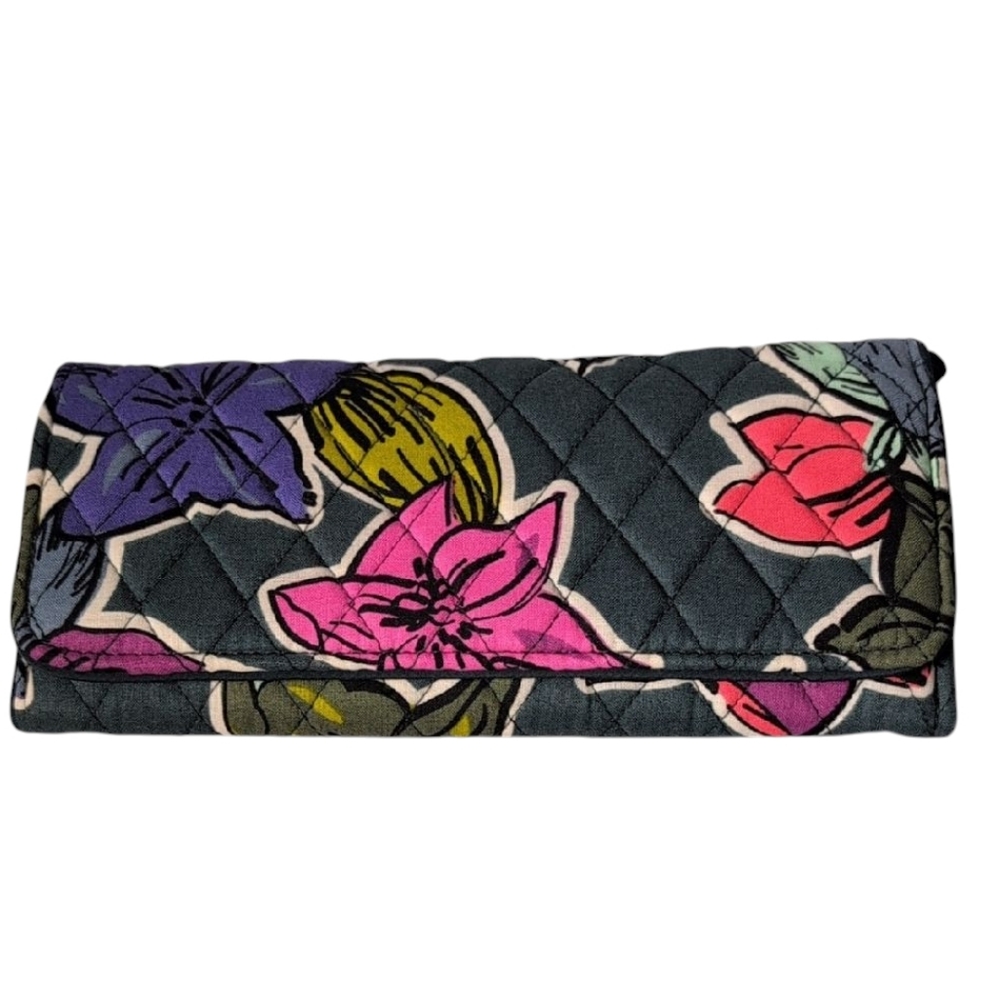 Vera Bradley Tri-Fold Clutch Wallet in Falling Flowers RFID